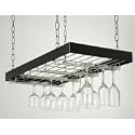 Rogar Hanging Wine Glass Rack - Black/ Chrome