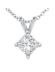 Princess Cut Diamond Solitaire Pendant Prime Quality in 14k White Gold (0.30 ctw, H-I color, SI2 clarity)
