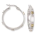 Image of Jewelco London 9ct White gold hoop earrings with yellow gold screws ( 1.8g )
