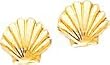 14K Yellow Gold Shell Stud Earrings Ear Jewelry New
