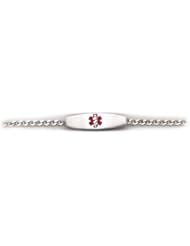 Sterling Silver Medical Alert ID Mariner Chain Bracelet - Length 7 Inch