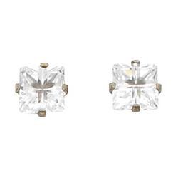 Inverness Palladium Plated Square Faceted Cubic Zirconia Earring