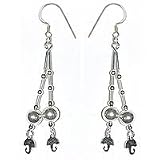 Girlfriend Gifts - Earring In Sterling Silver Hand Engraved Indian Style 3 inches