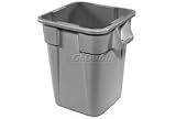 28 Gallon Square Rubbermaid Brute Waste Receptacles - Gray. Package of 6