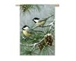 Chickadee & Pinecones Garden Flag