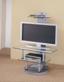 Glass Shelves Swivel TV Stand