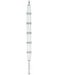 2 Carat 3 Rows Diamond Bezel Set Cable Chain Bracelet 14K White Gold