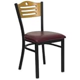 HERCULES™ Slat Back Black Metal Restaurant Dining Chair with Burgundy Vin ....
