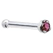 Solid 18KT White Gold (Februray) 1.5mm Genuine Purple Diamond Nose Bone - 18 Gauge