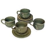 Ceramic teacups, 'Gecko and Co.' (set for 4)