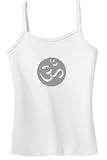 OM Symbol Yoga Meditation Ladies Cotton Strapped Tank -Bright White