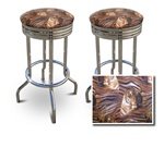 2 Tiger Face Animal Print Specialty / Custom Barstools Set