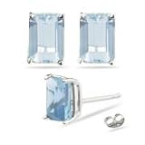 1.60 Ct Aquamarine Stud Earrings in 14K White Gold