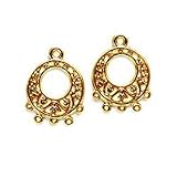 22K Gold Vermeil Filigree Hoop Chandelier Earring Findings 22mm
