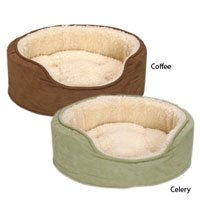 Deluxe Microsuede Oval Dog Bed - GREEN - SMALL
