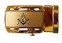 Gold Buckle with Masonic Emblem with Black Ratchet Belt