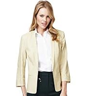 Linen Blend Shawl Collar Jacket