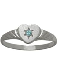 10 Karat White Gold Genuine Blue Topaz Heart Solitaire Baby Ring