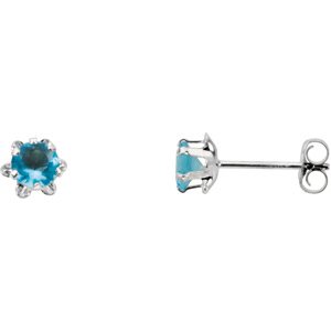 Pair March 14K White Gold Teen Birthstone Earring