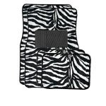 A Set of 4 Universal Fit Animal Print Carpet Floor Mats for Cars / Truck - Zebra White Tiger