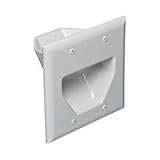 DataComm 45-0002-WH 2-Gang Recessed Low Voltage Cable Plate (White)