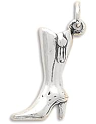 17x5mm High Heel Boot Charm .925 Sterling Silver