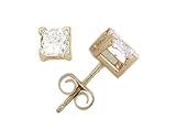 2.00 ct.tw Princess Diamond Solitaire Earrings in 14k Yellow Gold