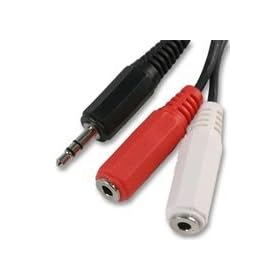 3.5mm Stereo Jack Plug to 2x Mono Sockets 0.15m Audio Cable Splitter - GVC