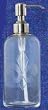 Individually Hand Etched Glass Fleur De Lis Dispenser 8"H