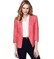 Linen Blend Shawl Collar Jacket