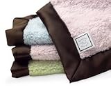 SwaddleDesigns Baby Lovie-Pink Fuzzy Blanket Brown Satin Trim