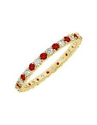 Ruby and Diamond Eternity Bangle : 14K Yellow Gold - 10.00 CT TGW