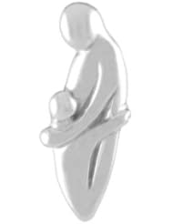 Sterling Silver 18" .8mm Wide Box Chain Necklace With Single Parent Family With Child Pendant