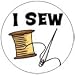 I SEW Pinback Button 1.25" Pin / Badge Needle &amp; Thread CRAFT Sewing Hobby