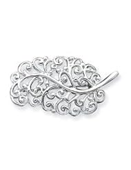Sterling Silver Filigree Leaf Pin