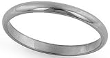 Platinum Half-Round Classic-Fit Wedding Band with Polished Finish, 2mm Wide