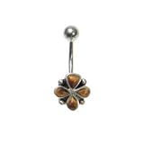 Sterling Silver Belly Ring with Tiger Eye