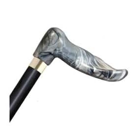Wooden Cane - Gray marble resin Left handle, this cane is designed to fit the hand like a glove for its palm grip handle. This cane and walking stick is very secure and comfortable and has a weight capacity of 250 pounds. This ergonomic wood cane is ideal for arthritis sufferers. It distributes weight across the entire palm. Height approx: 36 - 37 "