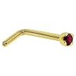 Solid 18KT Yellow Gold 1.5mm Genuine Red Diamond L-Shaped Nose Ring - 18 Gauge