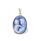 14kt Gold Frame Agate Cameo Mother Holding Child Pendant - 3/4 x 1/2