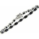 Sterling Silver Genuine Sapphire and Diamond Accent Tennis Bracelet by LEAH HANNA