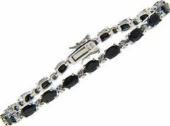 Sterling Silver Genuine Sapphire & Diamond Accent Tennis Bracelet