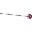 Solid 14KT White Gold 2mm Genuine Raspberry Rhodolite Garnet Straight Fishtail 3/4 - 20 Gauge