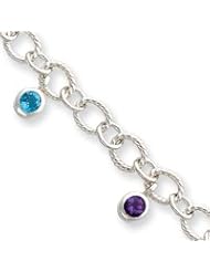 Sterling Silver Gemstone Link Bracelet QG1525-8"