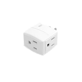 Leviton 692-W Triple Cube Grounding Outlet Adapter, 3 Plugs to 1 Connector, White>