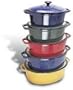 Paderno World Cuisine 13 by 10.625 Inch Black Oval Dutch Oven