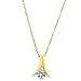 18kt Over Sterling Silver CZ Ribbon Pendant
