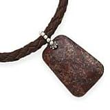 Red Woven Leather Necklace with Jasper Pendant Finished in Fine 925 Silver.