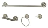 4 PC Bath Set- 24 inch Towel bar, Double Robe Hook, Towel Ring, TP holder