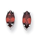 14k White Gold 10x5mm Marquise Garnet earring XE105WGA